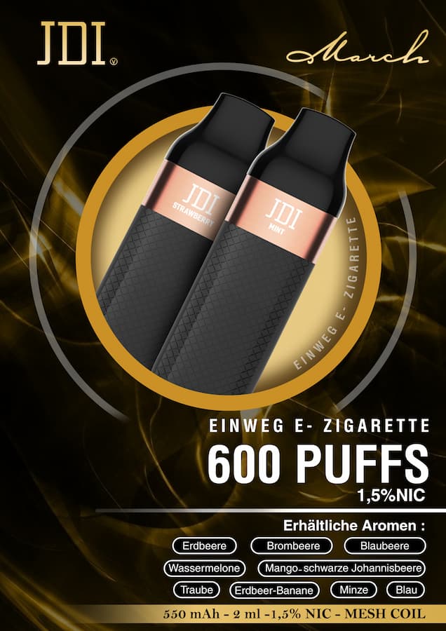 JDI March Vape Poster 600 Puffs 1,5% Nicotine
